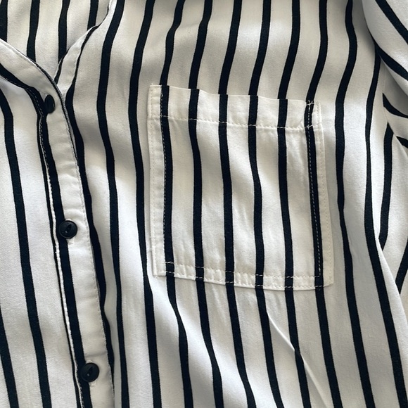 Khujo Women's Constanze White Striped Viscose Long Sleeves Shirt Size Medium - Picture 4 of 7